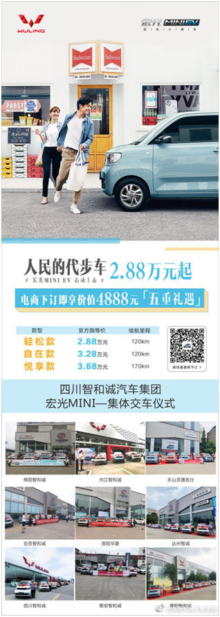 售价2.88万起宏光mini ev开启人民出行"小时代"