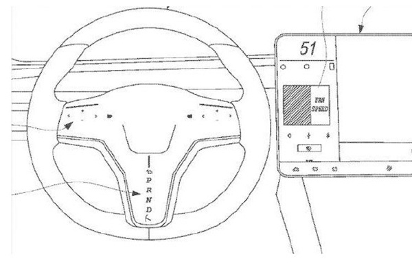 特斯拉内饰专利曝光,怀挡取消,方向盘上增加两块触控屏幕