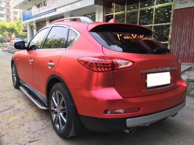 英菲尼迪qx50改装图片,英菲尼迪qx50改装 英菲尼迪qx50改色亚光电镀红车身改色贴膜效果图