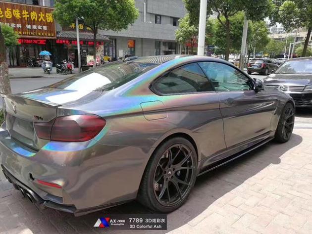 宝马m4汽车改色贴膜幻彩镭射灰效果图