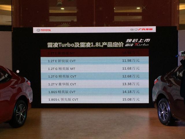 广汽丰田 雷凌turbo1.2t武汉区域换芯上市
