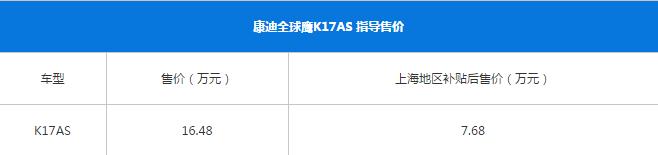 康迪全球鹰K17AS正式上市 补贴后售7.68万元