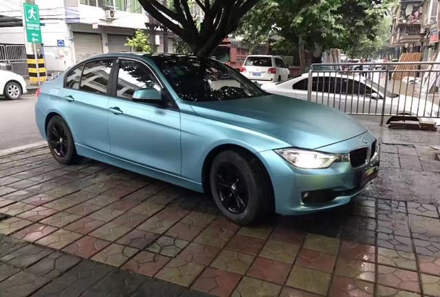 宝马3系电光湖水蓝车身改色贴膜案例_武汉慕色_易车号-易车网