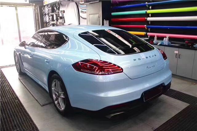 保时捷帕拉梅拉改色马卡龙爵士蓝车贴膜_武汉慕色_易车号-易车网