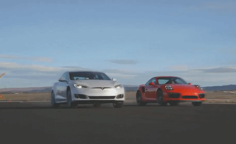 (起步速度  rs 7  vs  model s p100d )