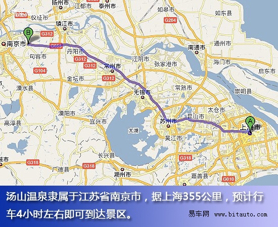 沪宁高速——>汤山/g104出口下——>铜龙省道&m