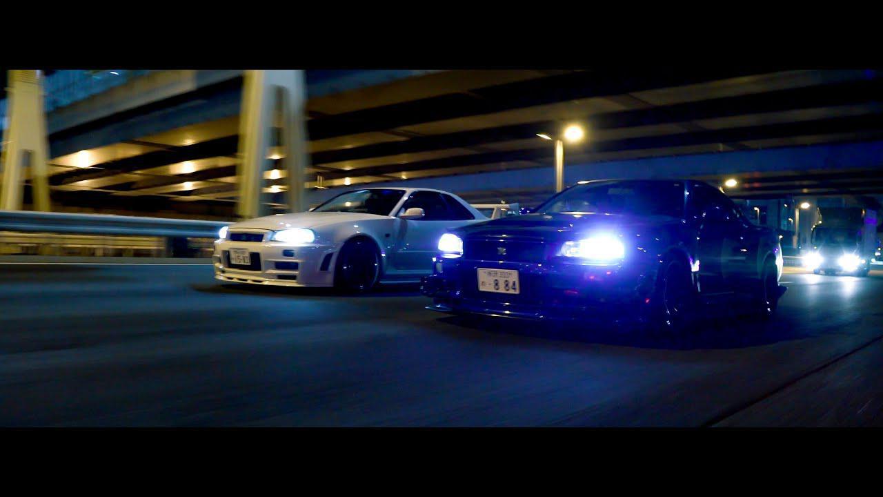 暗夜幽灵战神gtr r34改装版 夜晚暴力炸街