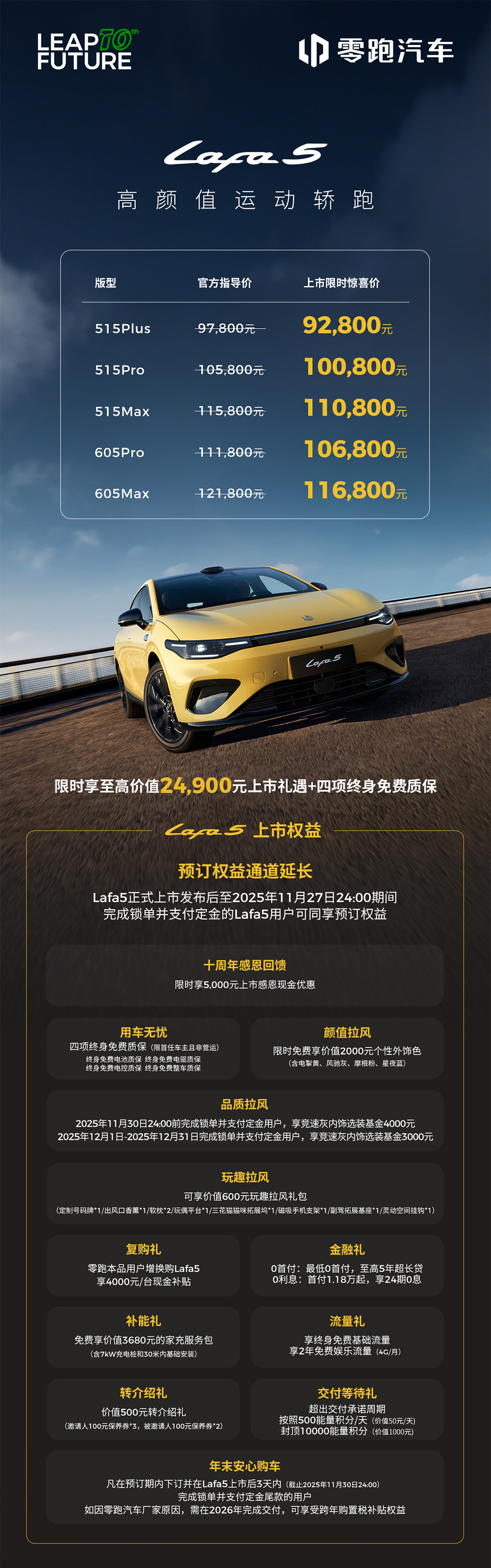 零跑Lafa5正式上市 重塑10万级纯电轿跑价值标杆