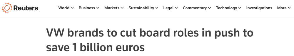 大众为降本拼了！大刀砍向董事会，四年要省80亿