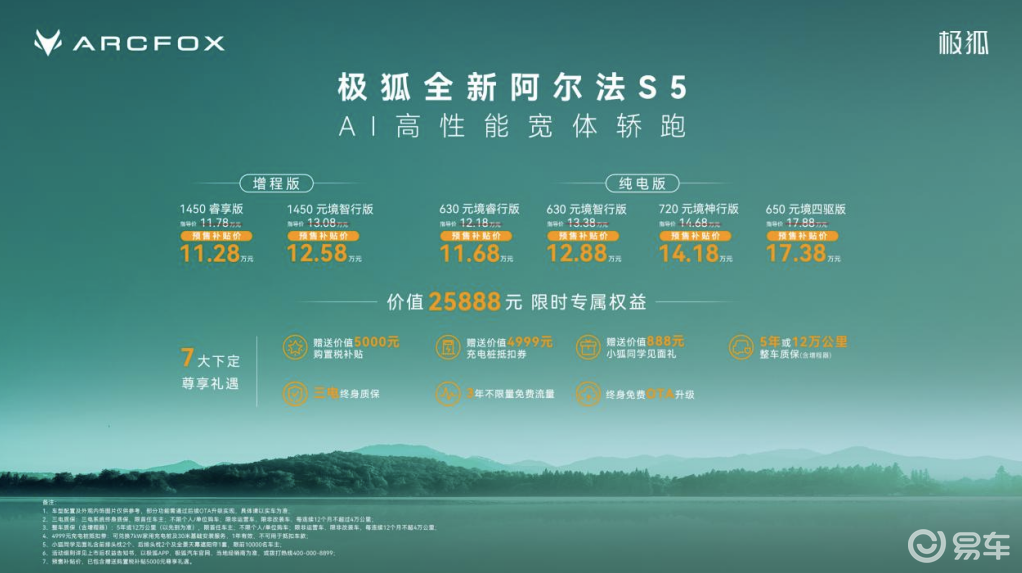 传统B级车危险了！极狐阿尔法S5预售补贴价11.28万起