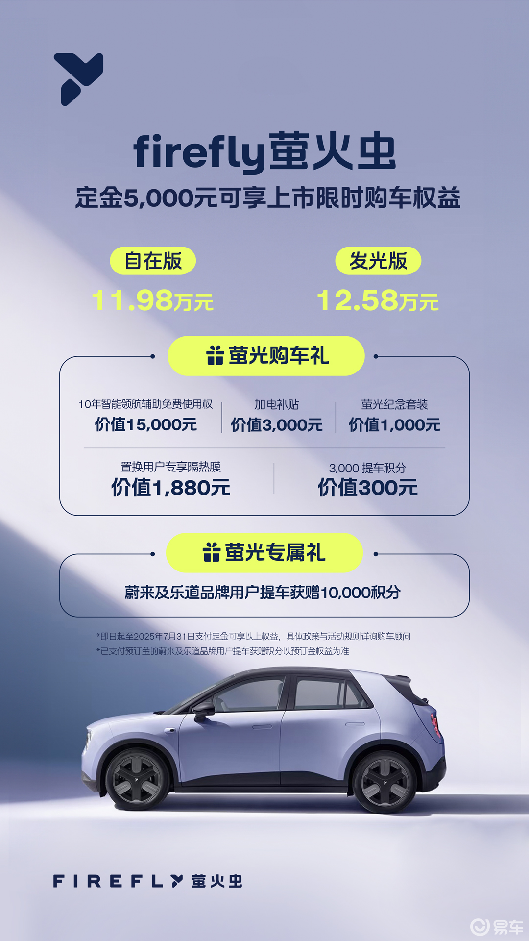 蔚来firefly萤火虫首款车型上市 11.98万元起