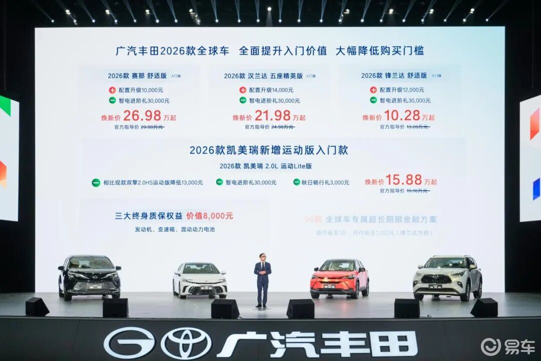 广汽丰田最大规模全球车改款，对入门版配置升级