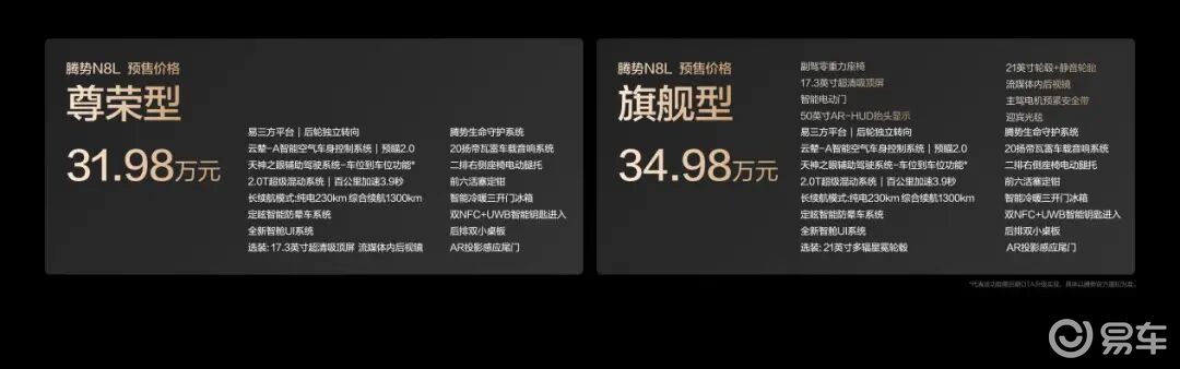 大六座安全豪华SUV腾势N8L正式开启预售