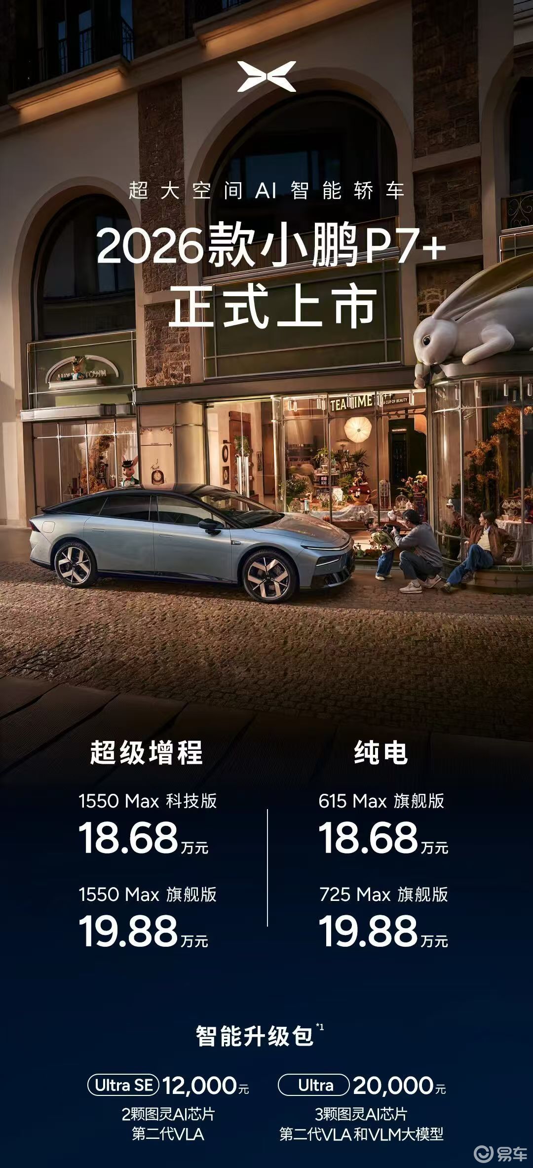 小鹏新年四车齐发，增程纯电同价是亮点