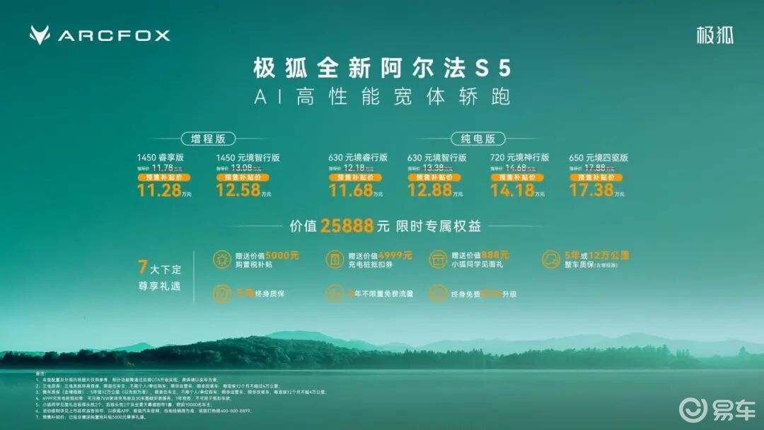 11.28万起，极狐全新阿尔法S5开启预售