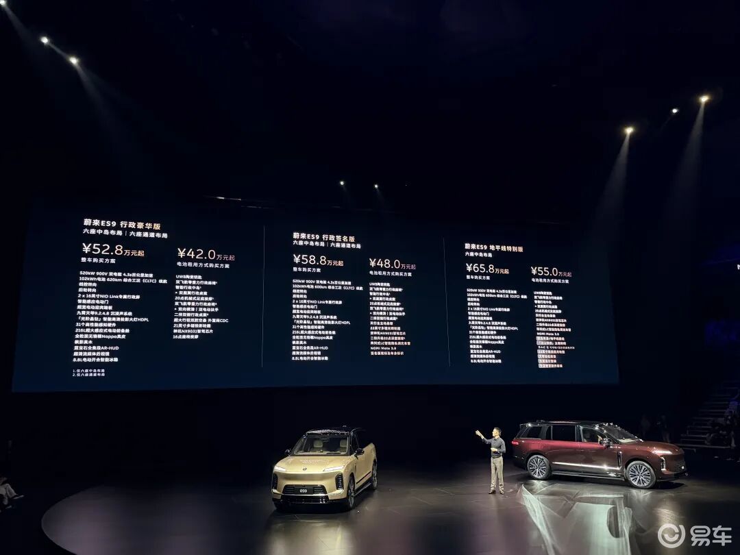 蔚来ES9开启预售，预售价52.8-65.8万元