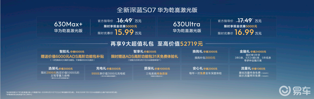 全新深蓝S07限时优惠价 15.99万起