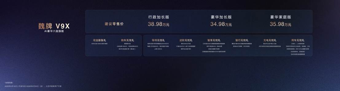 全球旗舰魏牌V9X正式上市，34.98万元起
