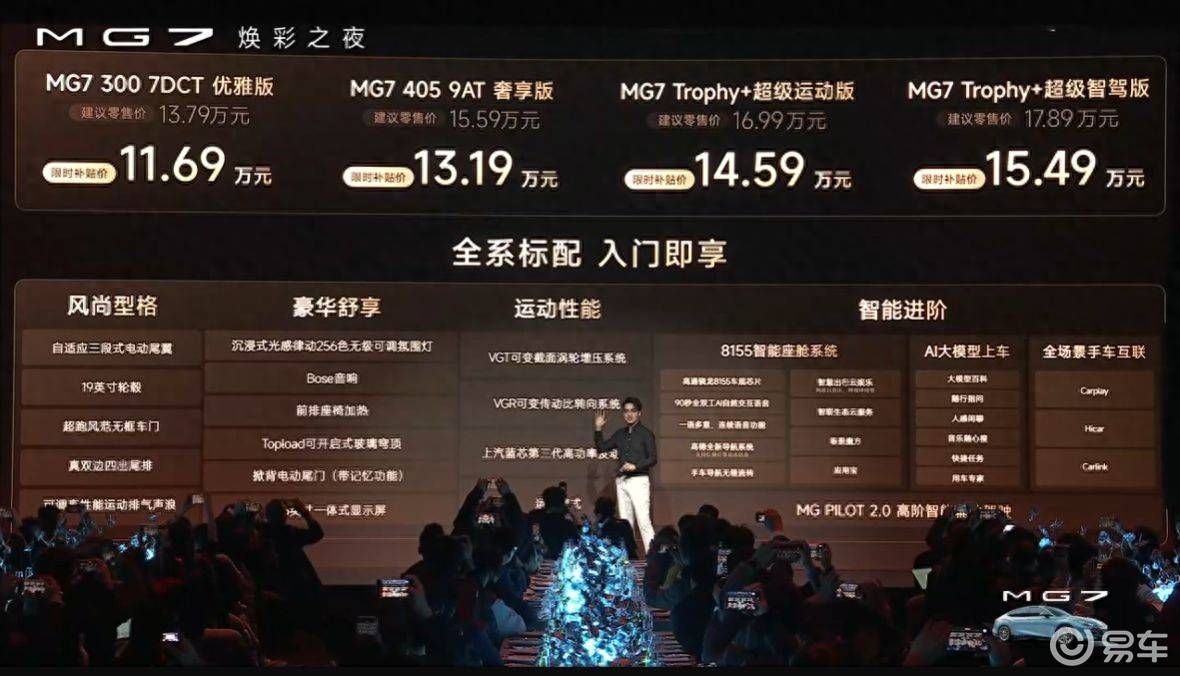 2026款MG7起售价11.69万元 智能与动力都能打