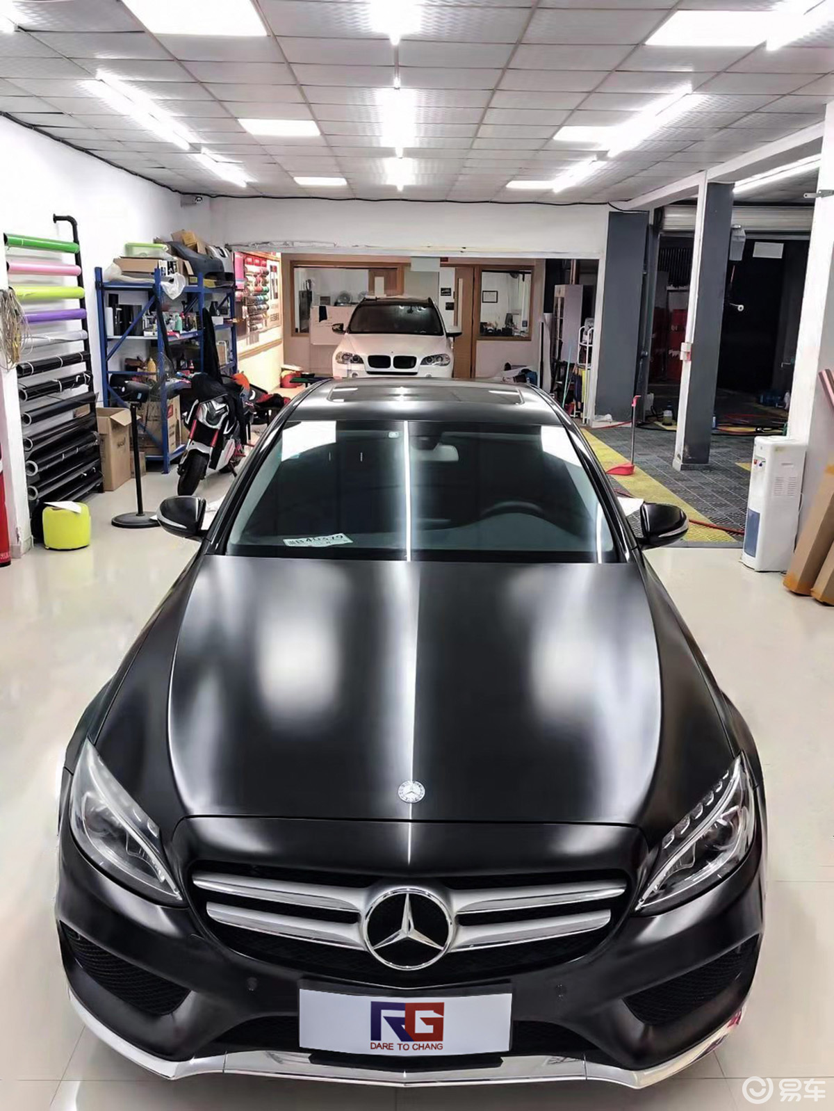 奔驰c180车身改色电光黑rg瑞集改色膜宁波江北店出品
