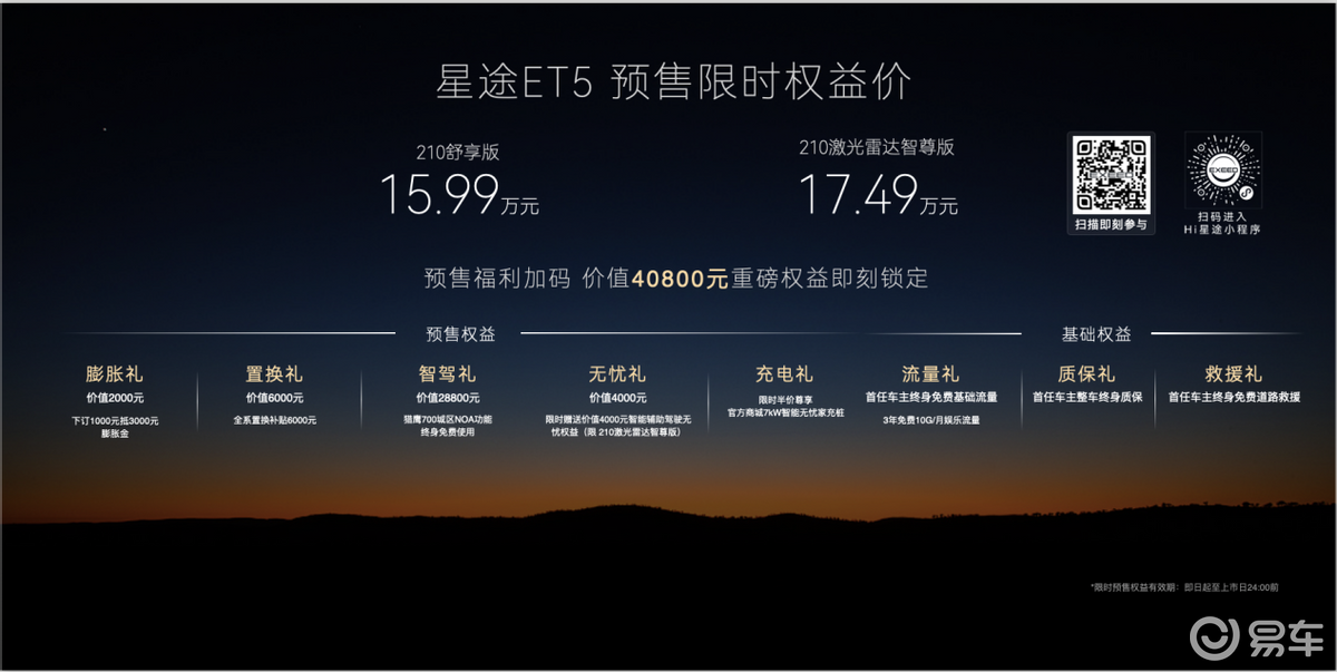 B级价格享五十万级豪华，星途ET5预售15.99万元起！