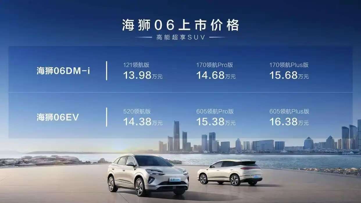 售价13.98万-16.38万元，比亚迪海狮06上市热销