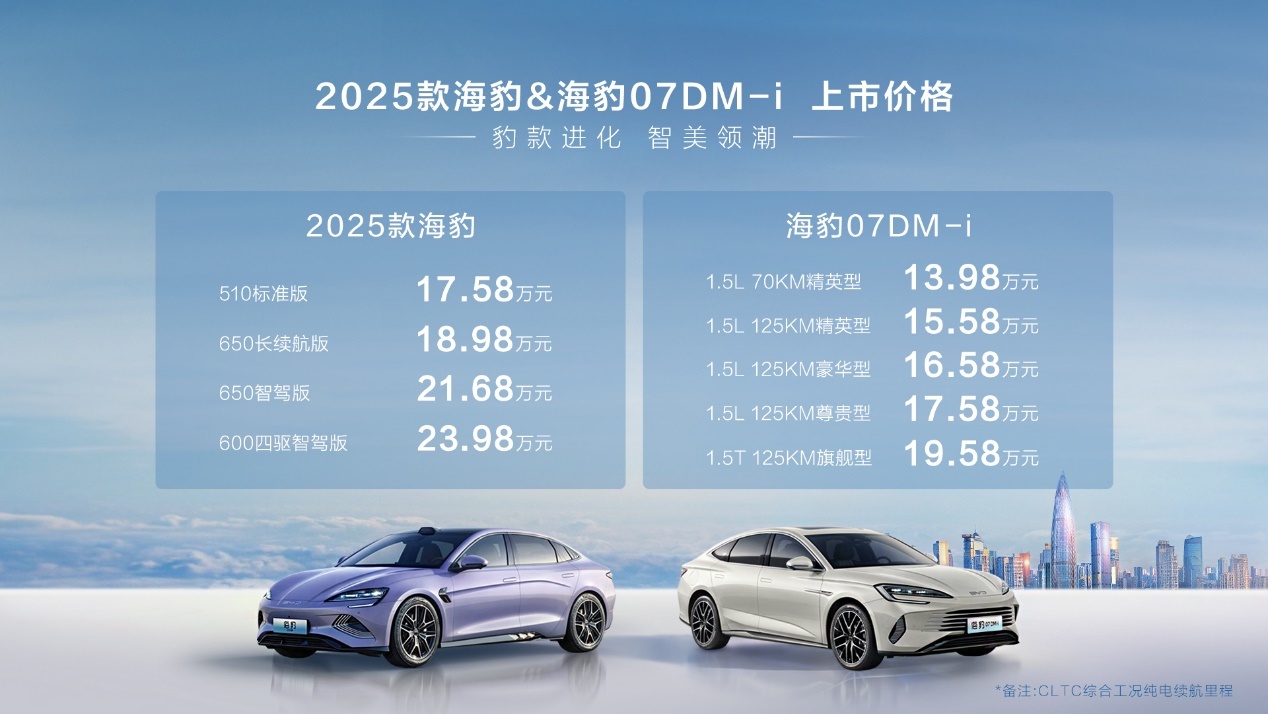 2025款海豹、海豹07DM-i焕新上市，加速新技术迭代