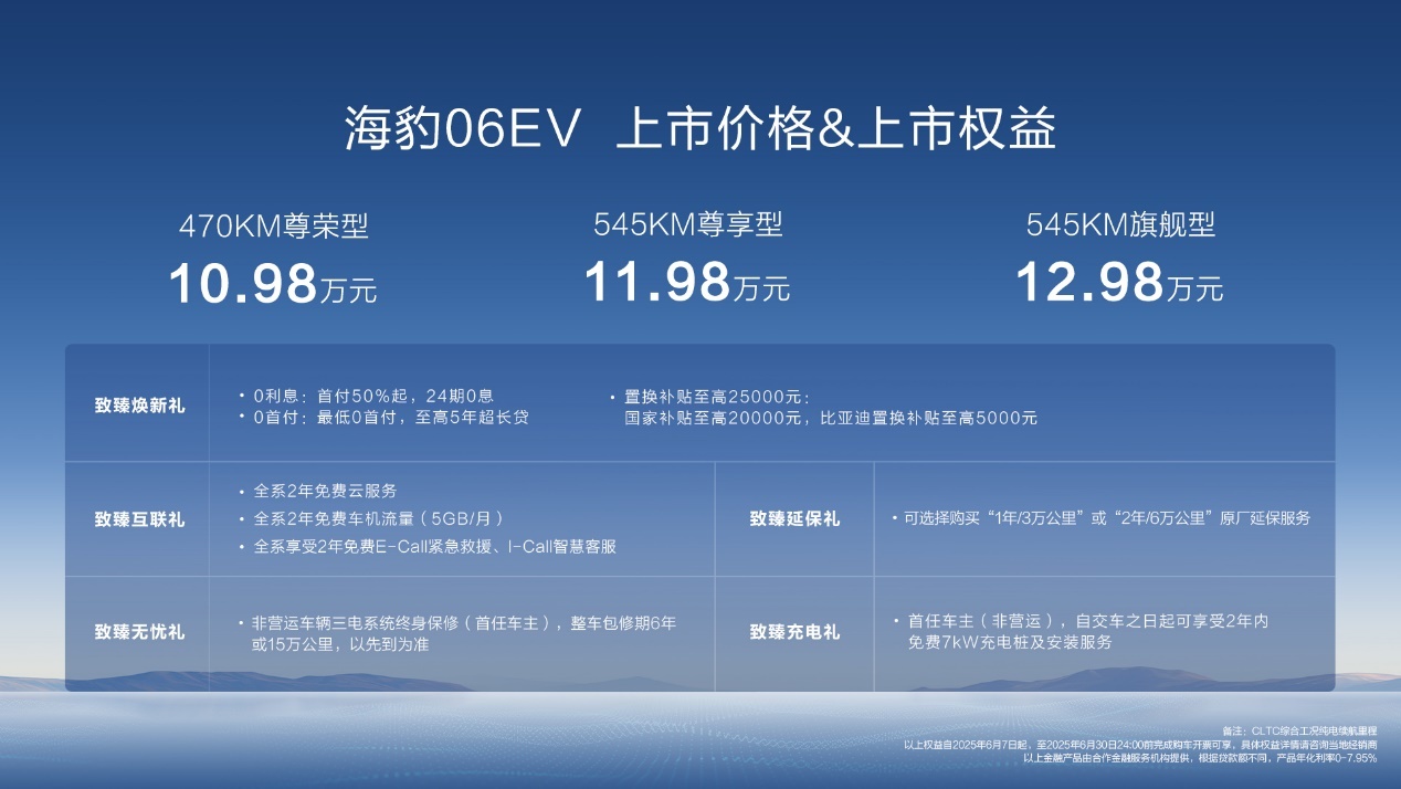 10.98万元起海豹06EV上市，配可变阻尼悬架同级唯一