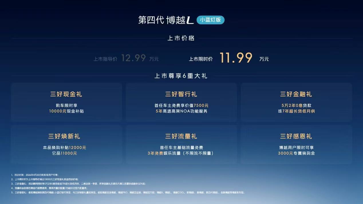 连续8月销冠再添进阶王牌，第四代博越L小蓝灯版上市