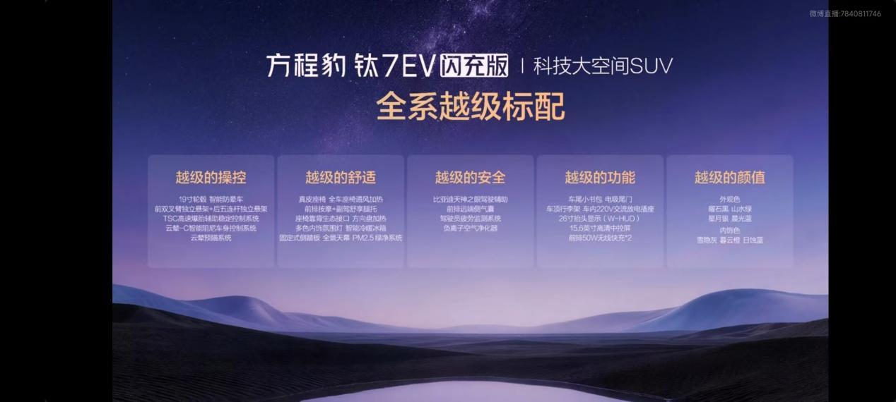 方程豹钛7闪充版上市：越级硬派纯电，闪充大成家用王者