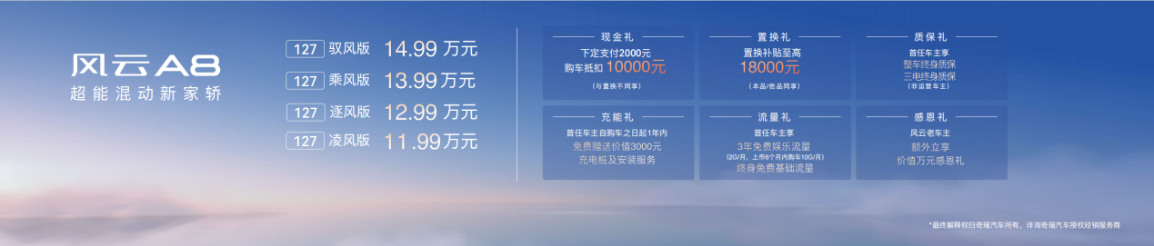 超能混动，技高一筹！售11.99万起，奇瑞风云A8上市