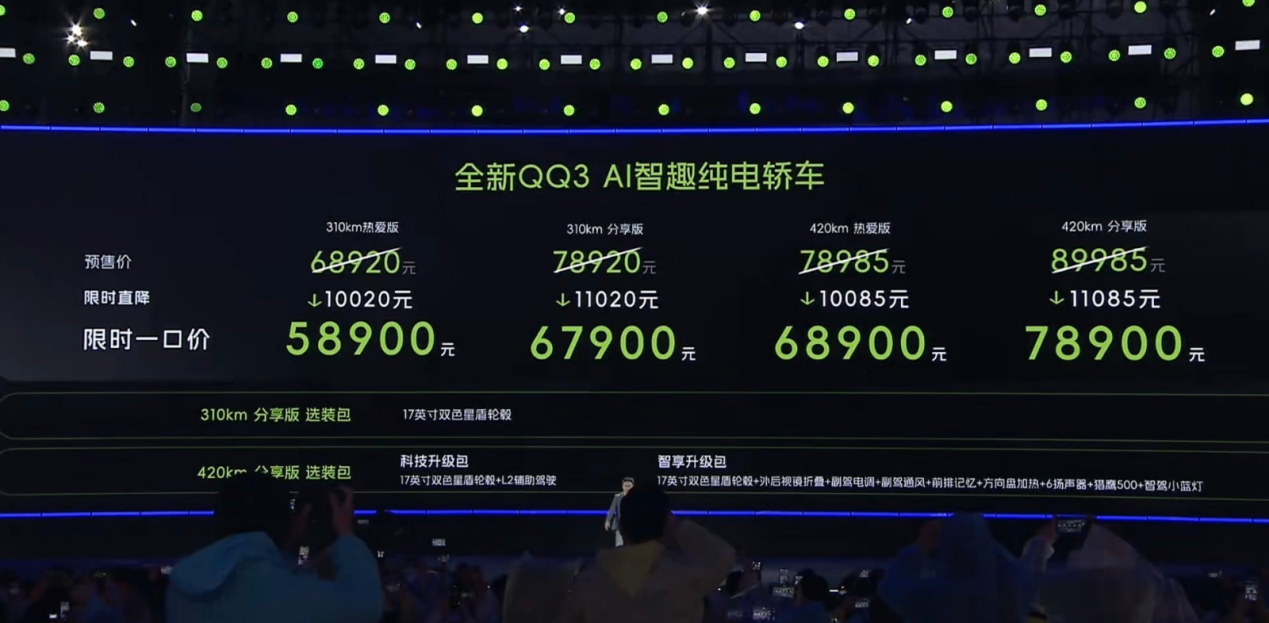奇瑞全新QQ3 EV正式上市,限时5.89万元起