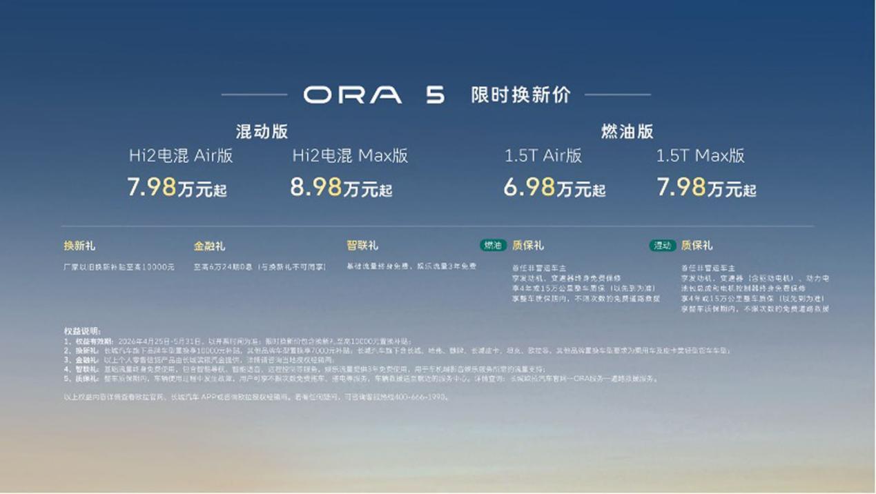 欧拉5多动力版本北京车展上市 6.98 万元起