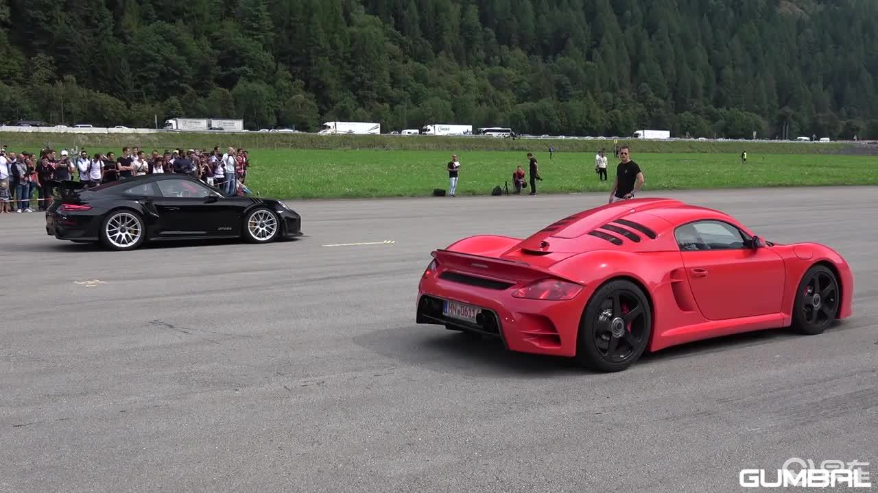 保时捷911gt2rs与兰博基尼aventadorlp750比赛