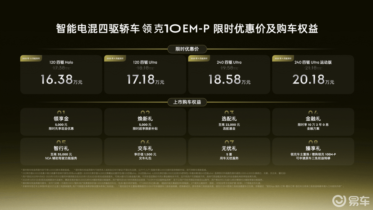 领克10 EM-P上市,限时售价16.38万元起混动轿车