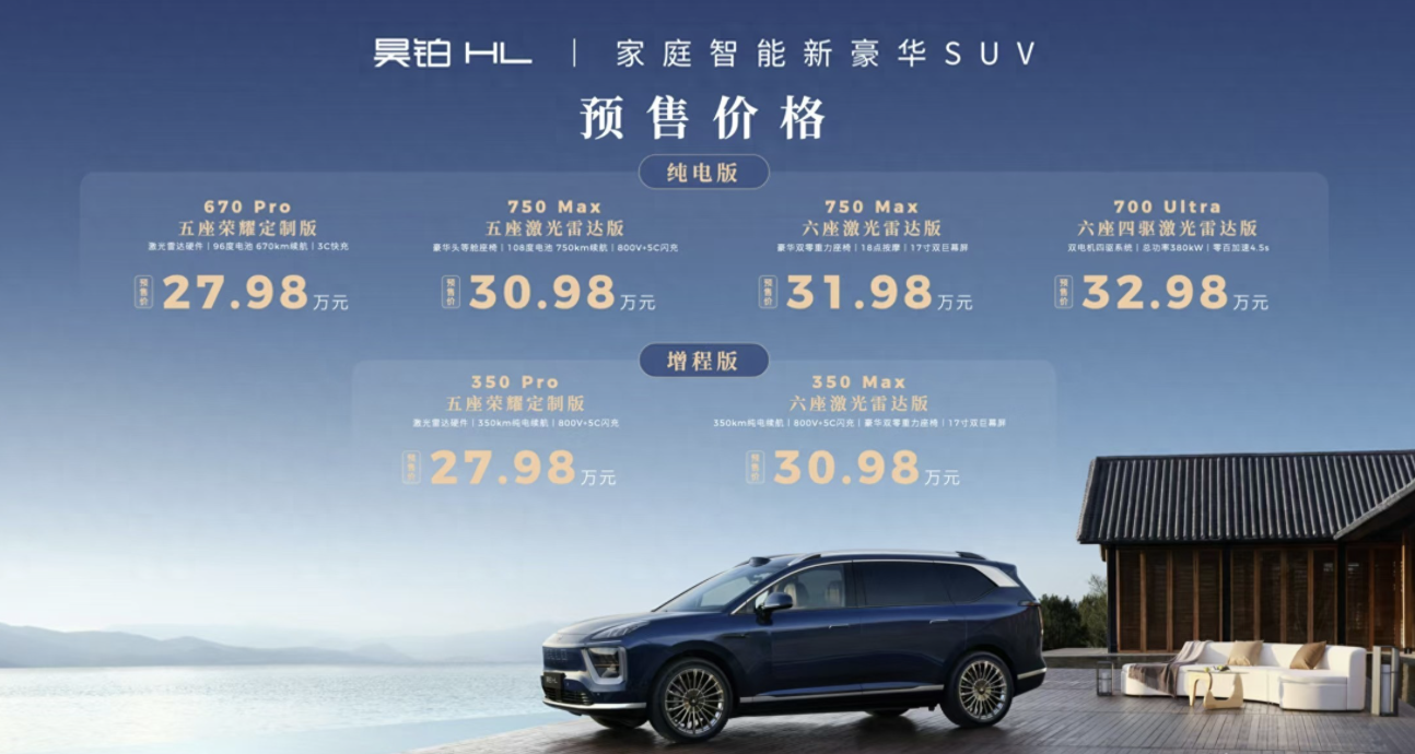 纯电/增程两种动力，广汽昊铂HL预售27.98万起_易车