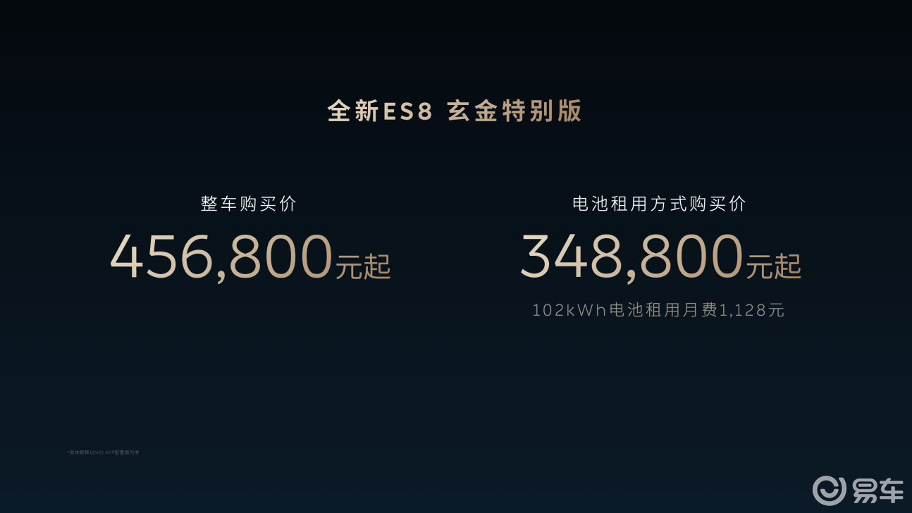 蔚来全新ES8玄金特别版正式上市，售价45.68万元