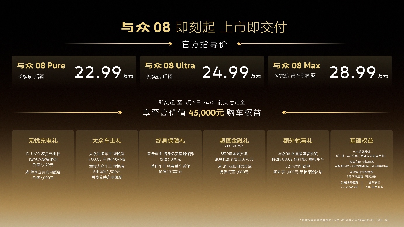 以中国速度打造“真正由用户定义汽车”金标大众与众08上市