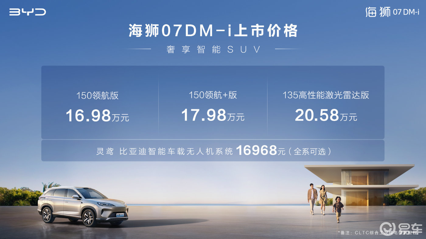 比亚迪海狮07DM-i正式上市，16.98万起奢享智行