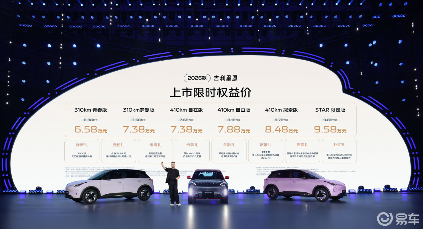 2026款吉利星愿全球上市，A0级纯电的价值天花板再刷新