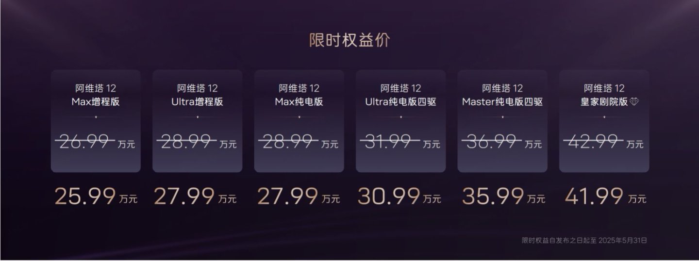 同级唯一搭3激光雷达：25款阿维塔12限时25.99万起