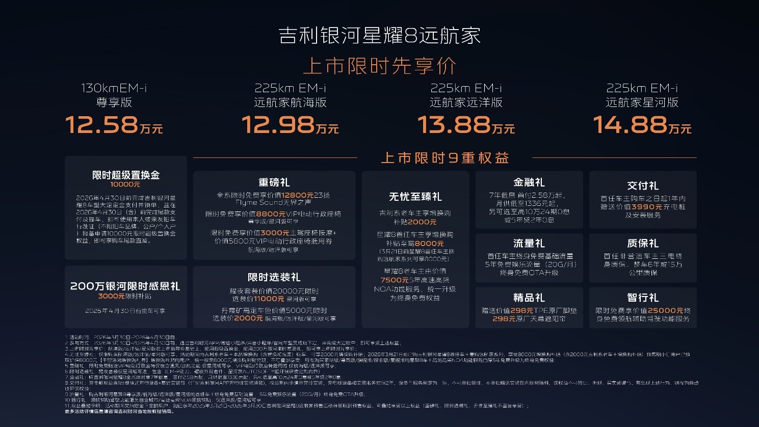 12.58万起！配激光雷达，吉利银河星耀8推长续航版
