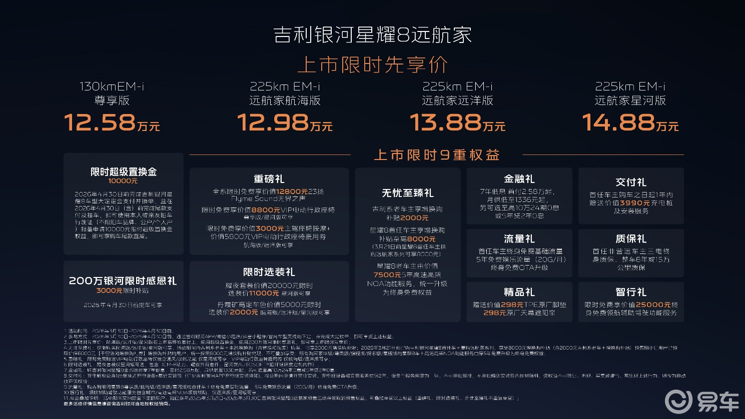 吉利银河星耀8远航家上市12.58~14.88万元