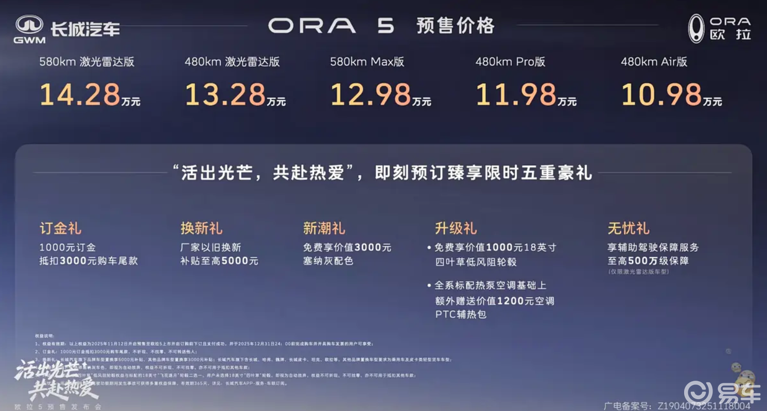 设计不“撞脸”，搭载激光雷达，欧拉5开启预售