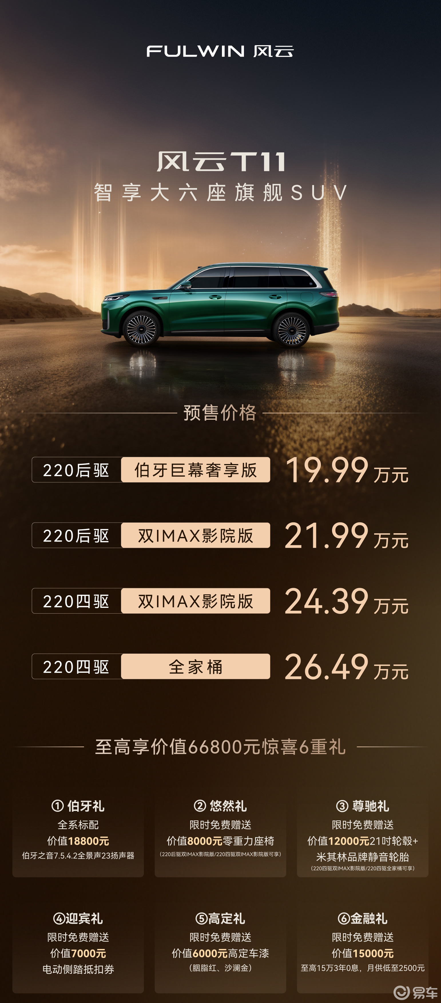 综合续航1400km 风云T11开启预售 19.99万起