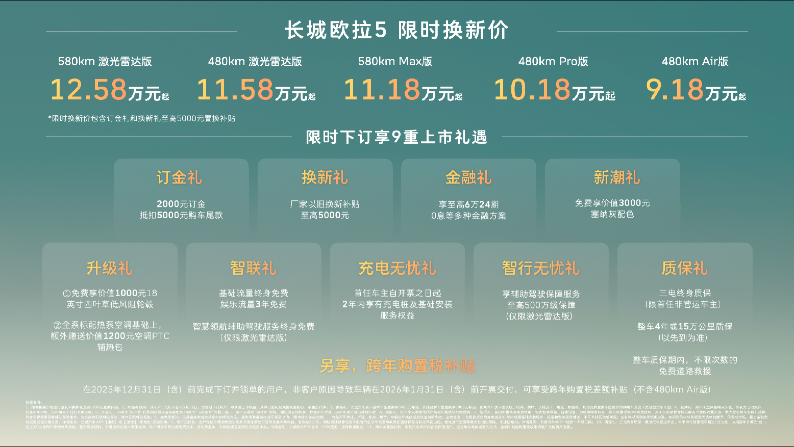 以全球品质定义严选车长城欧拉5上市限时换新价9.18万起