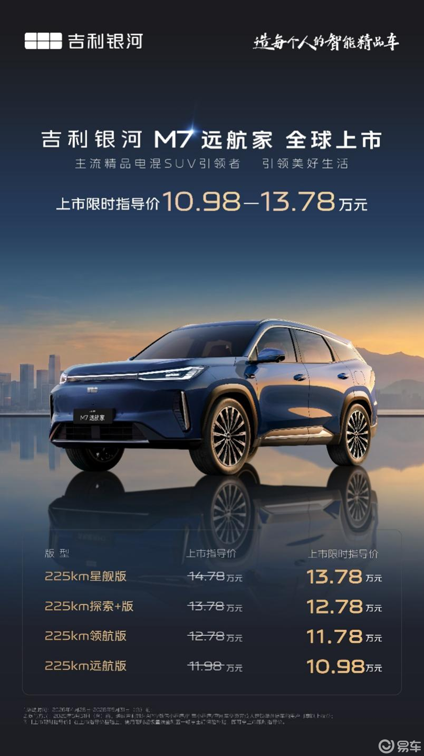 10.98万起 银河M7远航家入门即高配刷新电混上限