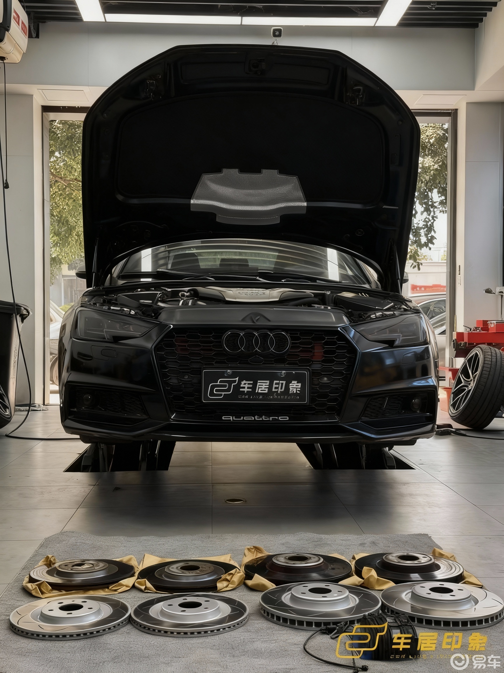 奥迪S4升级划线wesparke刹车盘ap刹车片