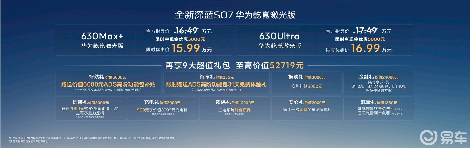全新深蓝S07限时优惠价 15.99万起