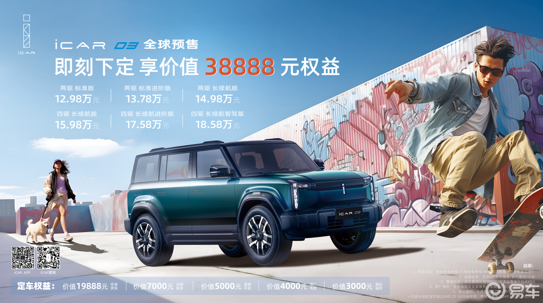 “潮盒电动SUV”iCAR 03预售起售价12.98万元